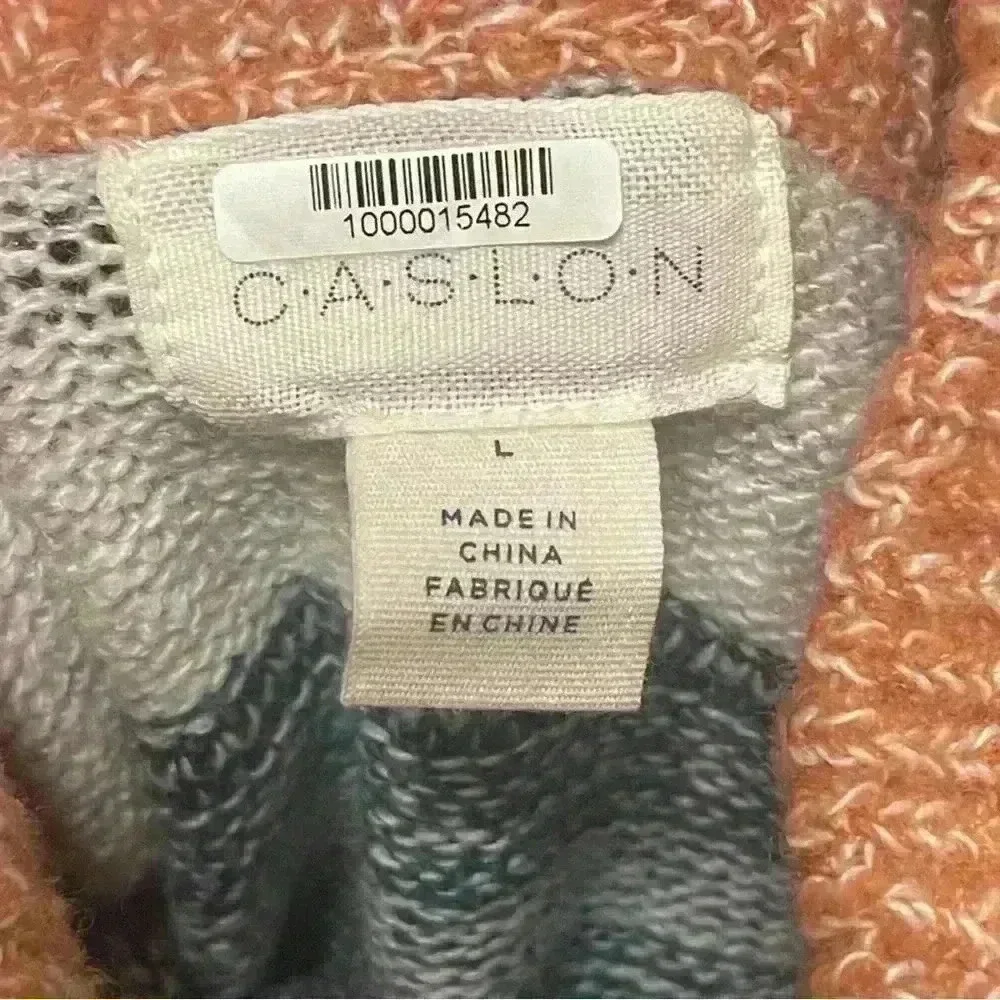 Caslon Chunky Stripe Cozy Lodge Turtleneck Sweater Preppy Y2K Sz L Fall Winter
